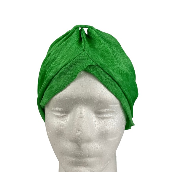Vintage Turban Hair Wrap Green Union Made USA 1950s OSFA Hat Cap Ladies Woman’s - Picture 3 of 13